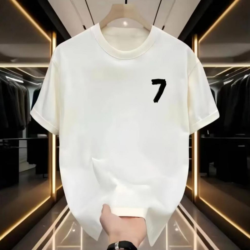 Vastag pamut, amerikai stílusú, divatos, márkás, 7-es mintás, rövid ujjú, férfi nyári, kerek nyakú, jellegzetes, minden mérkőzésre alkalmas, jóképű felső