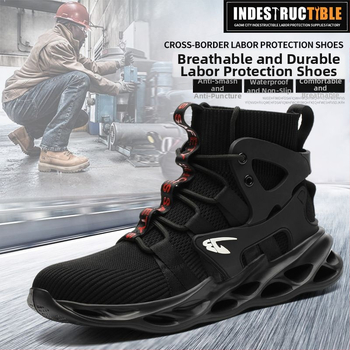 „Crossborder“ madingi apsauginiai vyriški batai, patogūs, kvėpuojantys, austi apsauginiai batai, alpinizmo, atsparūs dilimui, plieniniai nosiai, apsauginiai darbui batai