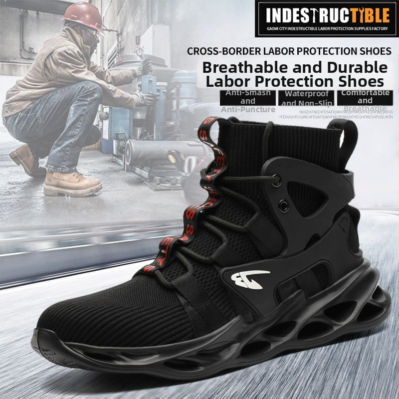 Piiriülesed moodsed kaitsejalatsid meestele, mugavad hingavad kootud turvajalatsid, mägironimiseks mõeldud kulumiskindlad terasest ninaosaga töökaitsejalatsid