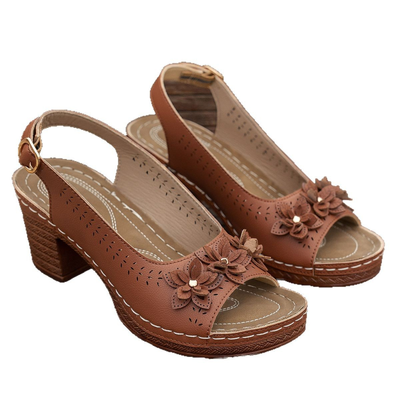 Határokon átnyúló külkereskedelem, plus size virágmintás magas sarkú szandálok és papucsok, női 2025 nyári új európai és amerikai divatos hétköznapi szandálok és papucsok, női