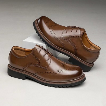 Ανδρικά δερμάτινα παπούτσια με σκαλιστό print brogue, επαγγελματικά παπούτσια, casual παπούτσια