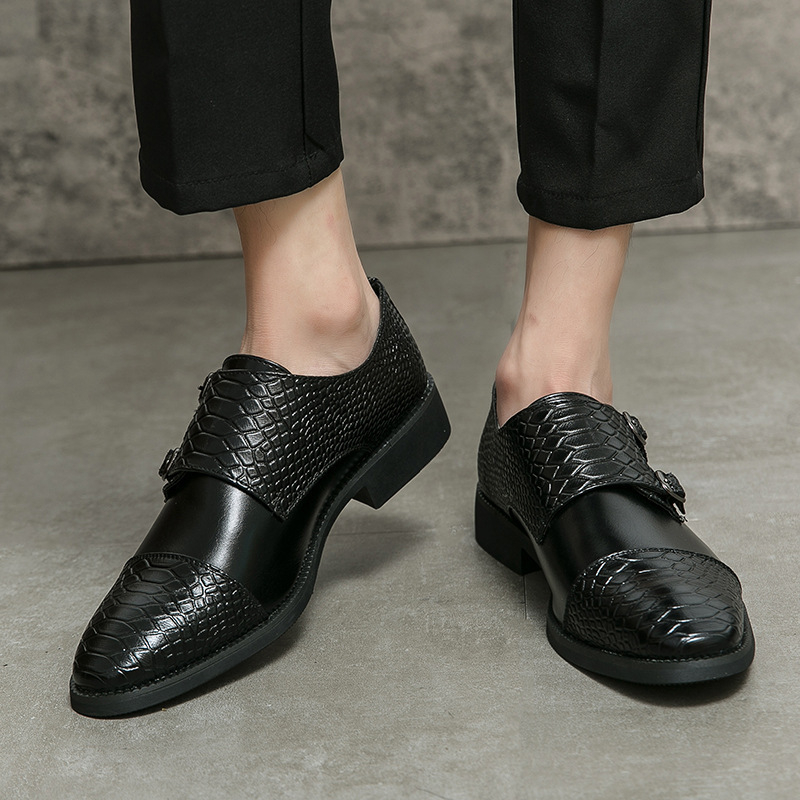 Külkereskedelmi Brit Stílusú Férfi Kis Bőr Cipők Trendi Határokon Átnyúló Plus Size Loafers Retro Koreai Stílusú Fekete Bőr Cipők Esküvői Cipők