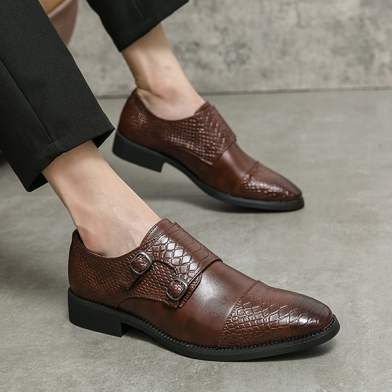 Külkereskedelmi Brit Stílusú Férfi Kis Bőr Cipők Trendi Határokon Átnyúló Plus Size Loafers Retro Koreai Stílusú Fekete Bőr Cipők Esküvői Cipők