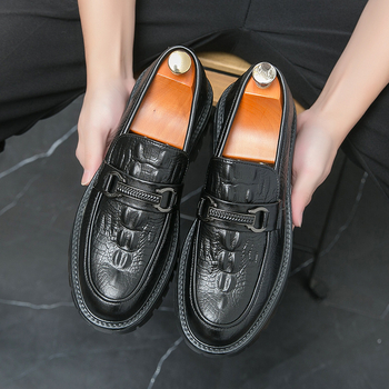 Μοντέρνα δερμάτινα παπούτσια Slip-on για άνδρες, κορεάτικα παπούτσια, μοκασίνια, ανδρικά παπούτσια με μαλακή σόλα, casual ανδρικά παπούτσια Bean με χοντρή σόλα, βρετανικά χονδρικής