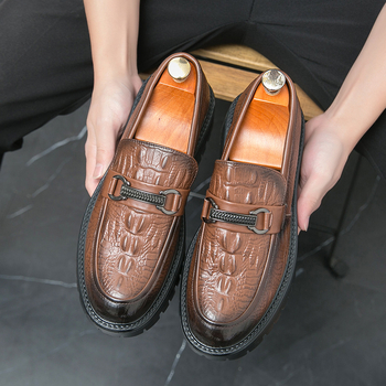 Μοντέρνα δερμάτινα παπούτσια Slip-on για άνδρες, κορεάτικα παπούτσια, μοκασίνια, ανδρικά παπούτσια με μαλακή σόλα, casual ανδρικά παπούτσια Bean με χοντρή σόλα, βρετανικά χονδρικής