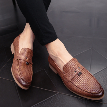 Bőrcipő, nyári, rojtos, férfi cipő, retró, brit stílusú, üzleti, kis méretű, bőrcipő