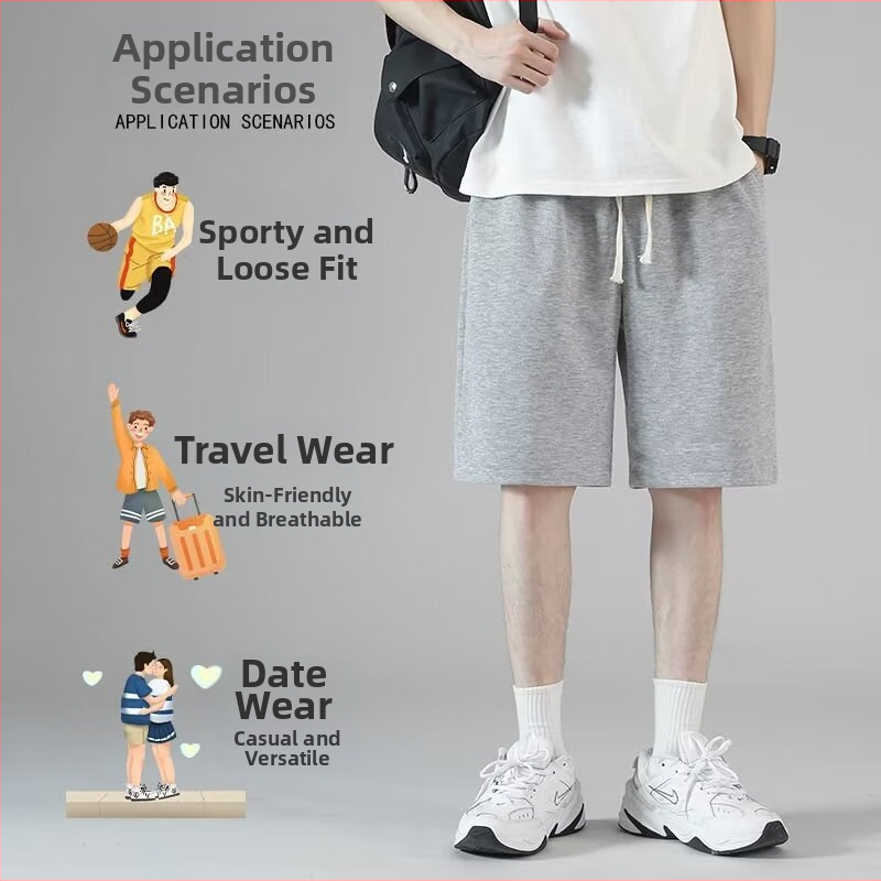 Ötpontos rövidnadrág férfi 2024 nyári divat vadonatúj férfi ötpontos nadrág fűzős ötpontos nadrág laza lezser rövidnadrág férfi