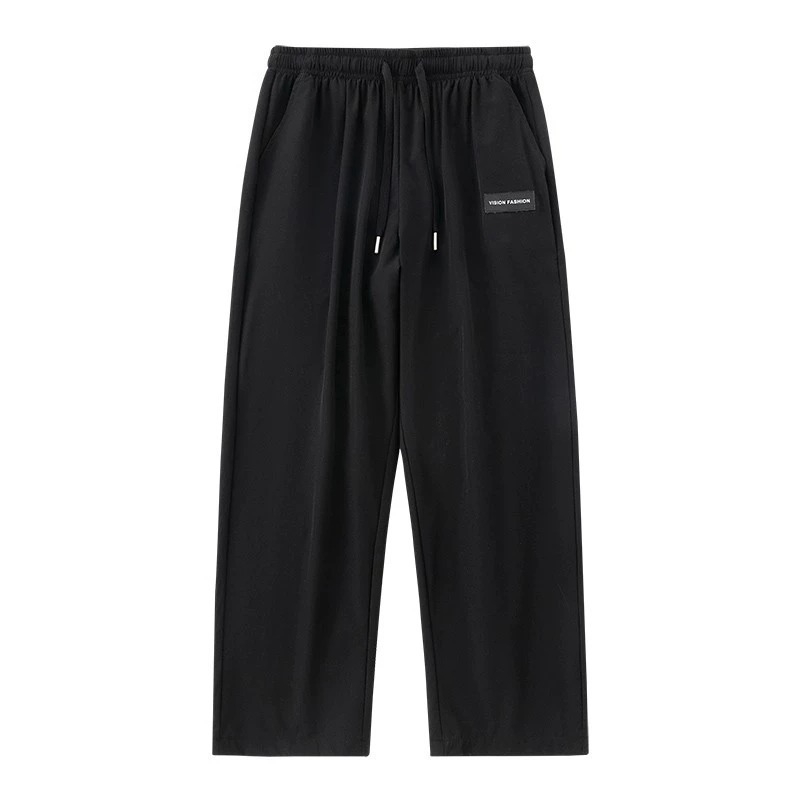 Lezser jég selyem egyenes szárú férfi nadrág, vékony, gyorsan száradó sportnadrág, laza tavaszi és őszi férfi egyenes szárú nadrág