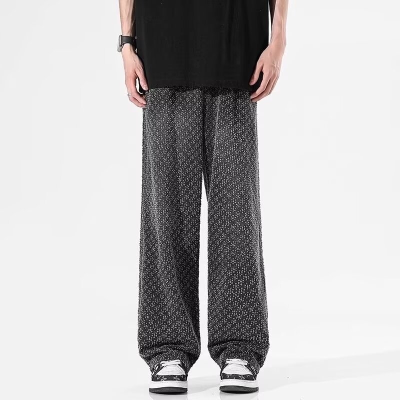 Határokon átnyúló nyomtatott jacquard farmer férfi amerikai stílusú hétköznapi, minden mérkőzésre alkalmas, divatos, márkás, egyszerű, egyszínű, páros egyenes nadrág