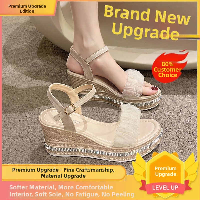 Vastag talpú, platformos szandál 022, nyári, új, tündér stílusú, női szandál, éksarkú, lábfejre mutató, kis sarkú, puha talpú