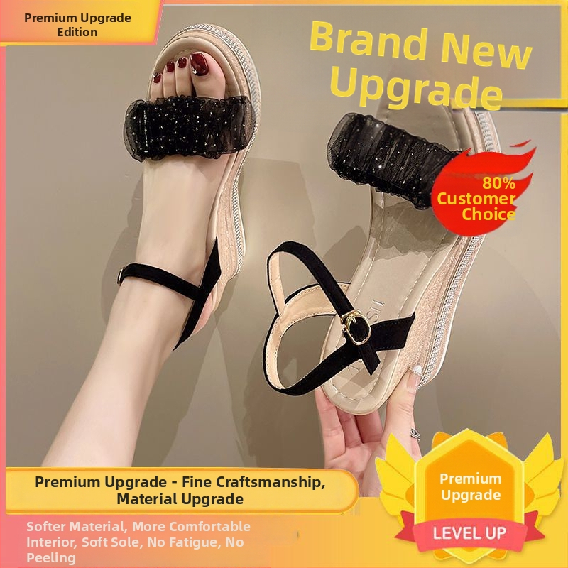 Vastag talpú, platformos szandál 022, nyári, új, tündér stílusú, női szandál, éksarkú, lábfejre mutató, kis sarkú, puha talpú