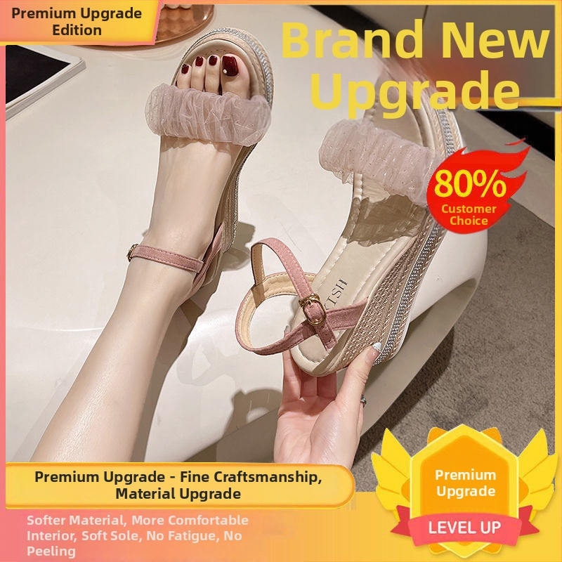 Vastag talpú, platformos szandál 022, nyári, új, tündér stílusú, női szandál, éksarkú, lábfejre mutató, kis sarkú, puha talpú