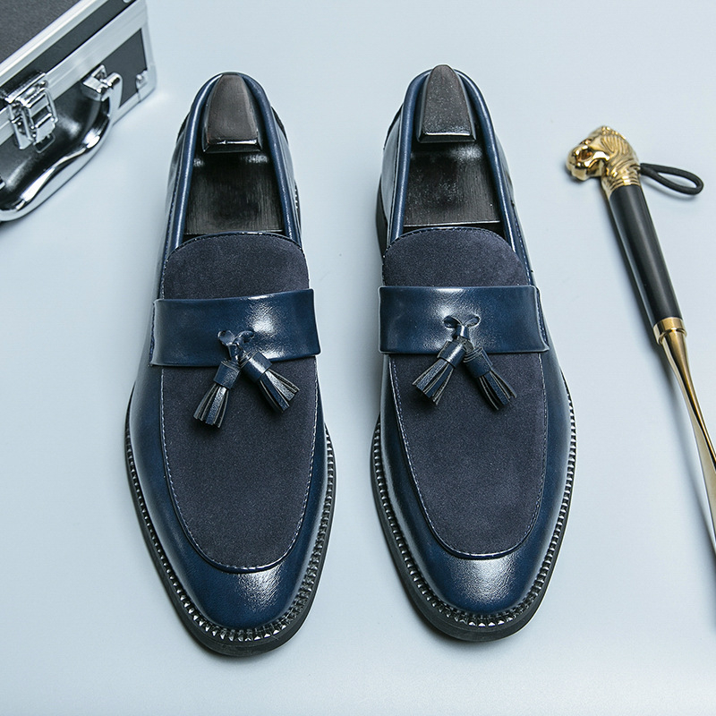 Határokon átnyúló külkereskedelem új alkalmi bőrcipők divat trendi szett láb bojtos bőrcipők külkereskedelem férfi hegyes sarkú bőrcipők nagykereskedelem