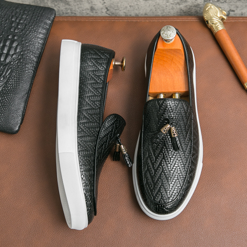 Külkereskedelmi Olcsó Lélegző Rojtos Bőr Férfi Cipő Brit Alkalmi Joker Brook Férfi Cipők Divatos Slip-on Cipő Férfi