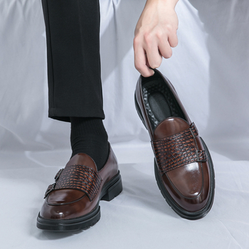 2024 tavaszi és őszi új, határokon átnyúló, plus size Mengke cipők, férfi dupla csatos bőrcipők, 46-os méretű üzleti alkalmi férfi cipők