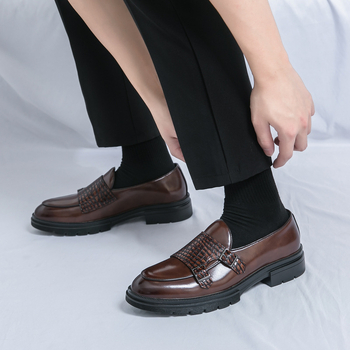 Άνοιξη και Φθινόπωρο 2024 Νέα Διασυνοριακά Παπούτσια Mengke Shoes Ανδρικά Δερμάτινα Παπούτσια με Διπλή Αγκράφα, Επαγγελματικό Φόρεμα, Μέγεθος 46