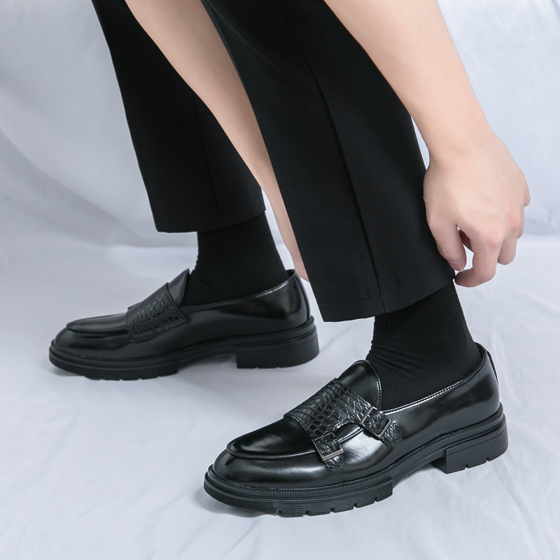 2024 tavaszi és őszi új, határokon átnyúló, plus size Mengke cipők, férfi dupla csatos bőrcipők, 46-os méretű üzleti alkalmi férfi cipők