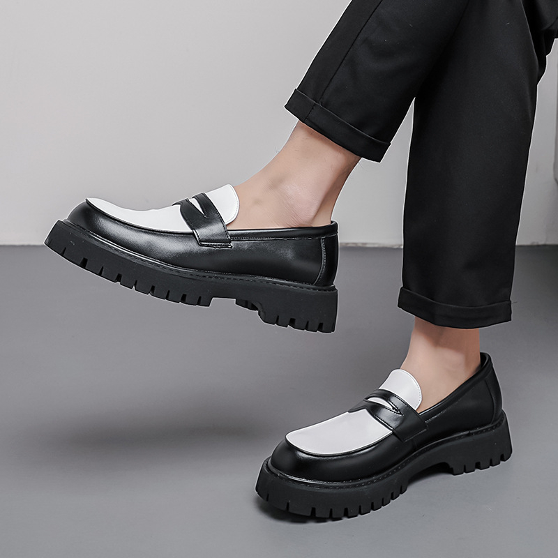 Pavasario ir rudens plius dydžio vyriški žemapadžiai storapadžiai odiniai batai, korėjietiško stiliaus, retro stiliaus, laisvalaikio, madingi jaunimo vyriški batai