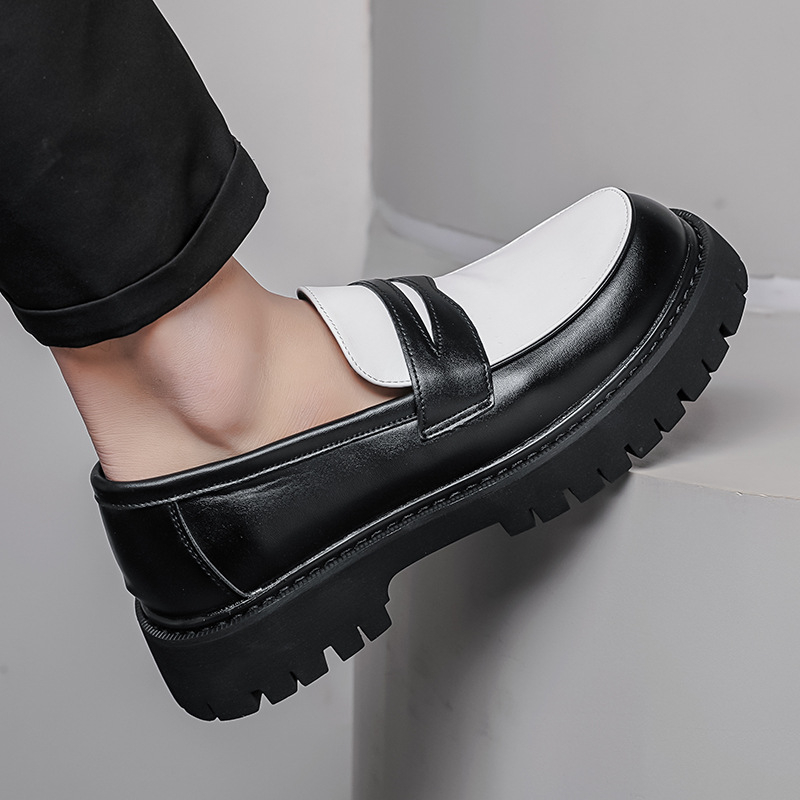 Pavasario ir rudens plius dydžio vyriški žemapadžiai storapadžiai odiniai batai, korėjietiško stiliaus, retro stiliaus, laisvalaikio, madingi jaunimo vyriški batai