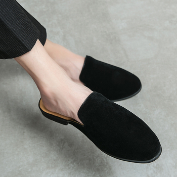 2024 m. vasaros vyriški šlepetės be kulnų, vyriški ir vyriški matinės odos mokasinai, apsiaunami vyriški batai