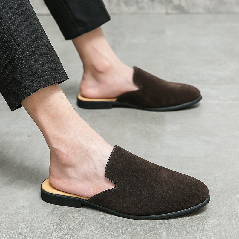 2024 m. vasaros vyriški šlepetės be kulnų, vyriški ir vyriški matinės odos mokasinai, apsiaunami vyriški batai