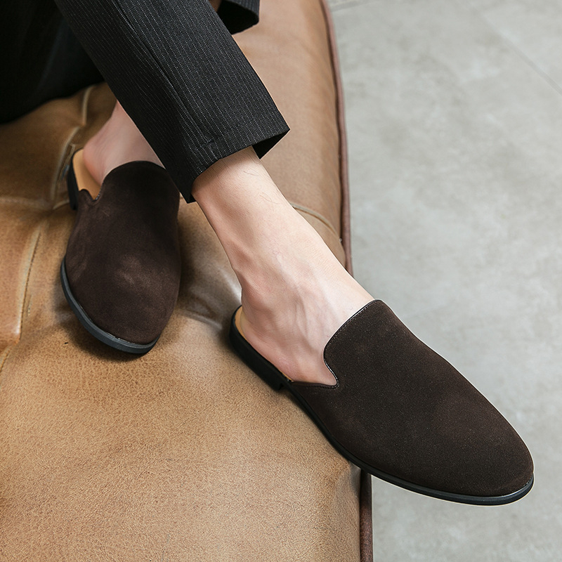 2024 m. vasaros vyriški šlepetės be kulnų, vyriški ir vyriški matinės odos mokasinai, apsiaunami vyriški batai