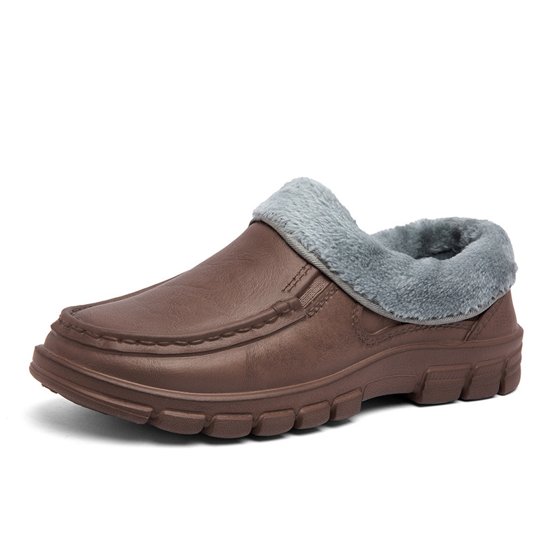 Pantofi de iarnă caldi pentru comerț exterior, plus mărime, cu platformă din bumbac, pentru bărbați, pentru interior și exterior, pentru uz casnic, căptușiți cu fleece