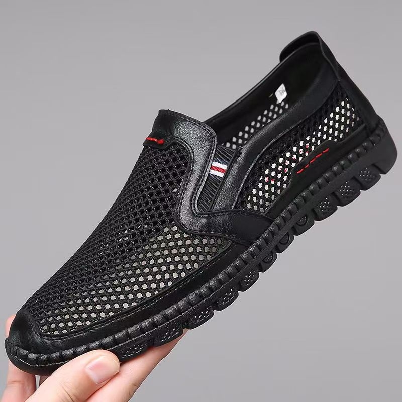 Kevad- ja sügisesed vanad Pekingi riidest kingad meeste korterid pehme tallaga libisemiskindlad keskealistele ja eakatele meestele mõeldud kingad vabaaja spordijalatsid suured kärbsega kootud kingad