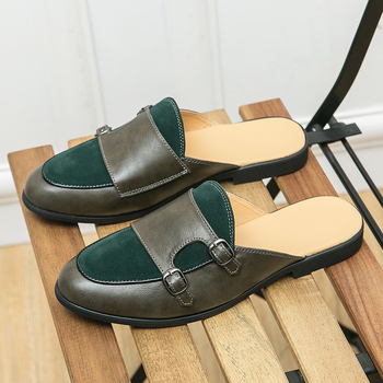 Baotou cipele s polu-papučama, kožne cipele u boji za muške, proljetne i ležerne kožne cipele bez pete za garderobu iz 2025.