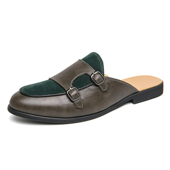 Baotou cipele s polu-papučama, kožne cipele u boji za muške, proljetne i ležerne kožne cipele bez pete za garderobu iz 2025.