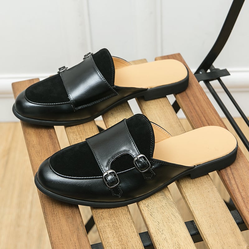 Мъжки обувки Baotou Half-Slipper, мъжки, ежедневни кожени обувки без ток, в същия цвят, за пробна, пролет 2025