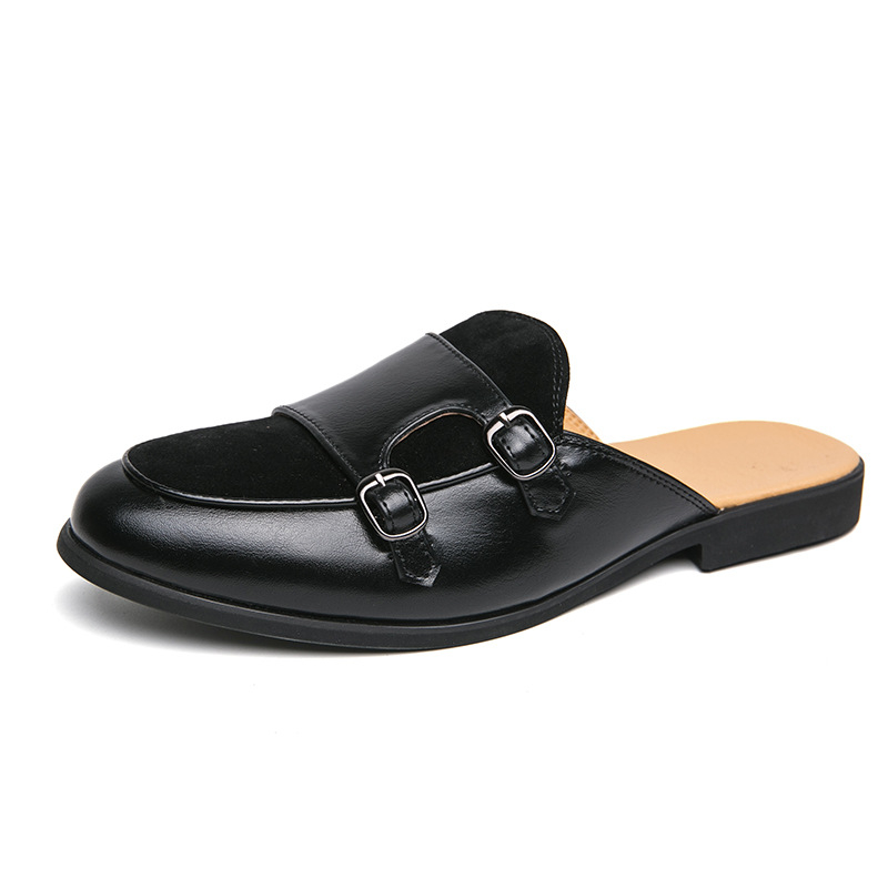 Baotou cipele s polu-papučama, kožne cipele u boji za muške, proljetne i ležerne kožne cipele bez pete za garderobu iz 2025.