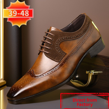 2024-es új Brock faragott bőrcipő, férfi plus size, ifjúsági, minden méretű, brit üzleti, elegáns, férfi cipő, határokon átnyúló