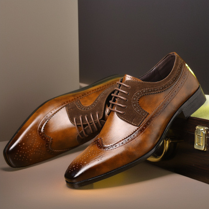 2024-es új Brock faragott bőrcipő, férfi plus size, ifjúsági, minden méretű, brit üzleti, elegáns, férfi cipő, határokon átnyúló