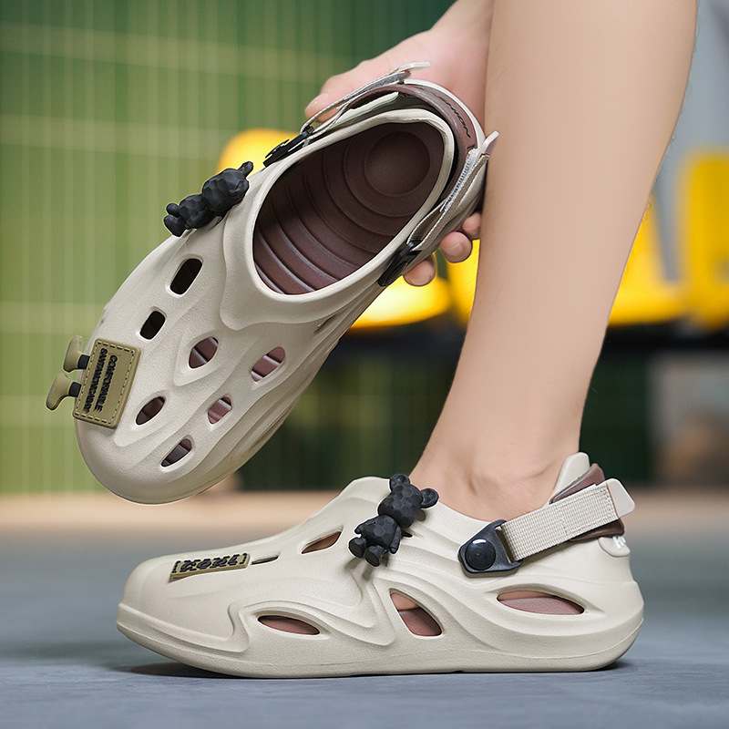 Vyriški krokodiliniai batai, vasariniai storapadiai viršutiniai drabužiai, smurtiniai lokio sandalai, paplūdimio baotou neslystančios laisvalaikio šlepetės