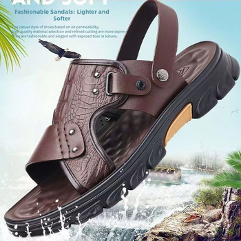 Szandálok férfi nyári vastag talpú férfi vastag talpú csúszásgátló strandcipő kopásálló kettős célú szandál cipők egy generációnyi haj