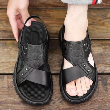 Szandálok férfi nyári vastag talpú férfi vastag talpú csúszásgátló strandcipő kopásálló kettős célú szandál cipők egy generációnyi haj