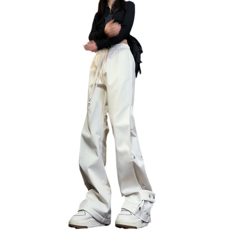 2024 Új, laza, lezser nadrág férfiaknak, koreai stílusú, divatos, sokoldalú, nyári, vékony drapé, széles szárú, padlóig érő nadrág