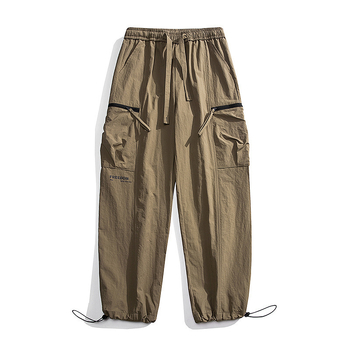Parachute Cargo nadrág Férfi őszi új húzózsinóros széles szárú leggings Nadrágok High Street divatos márkás egyenes szárú nadrág