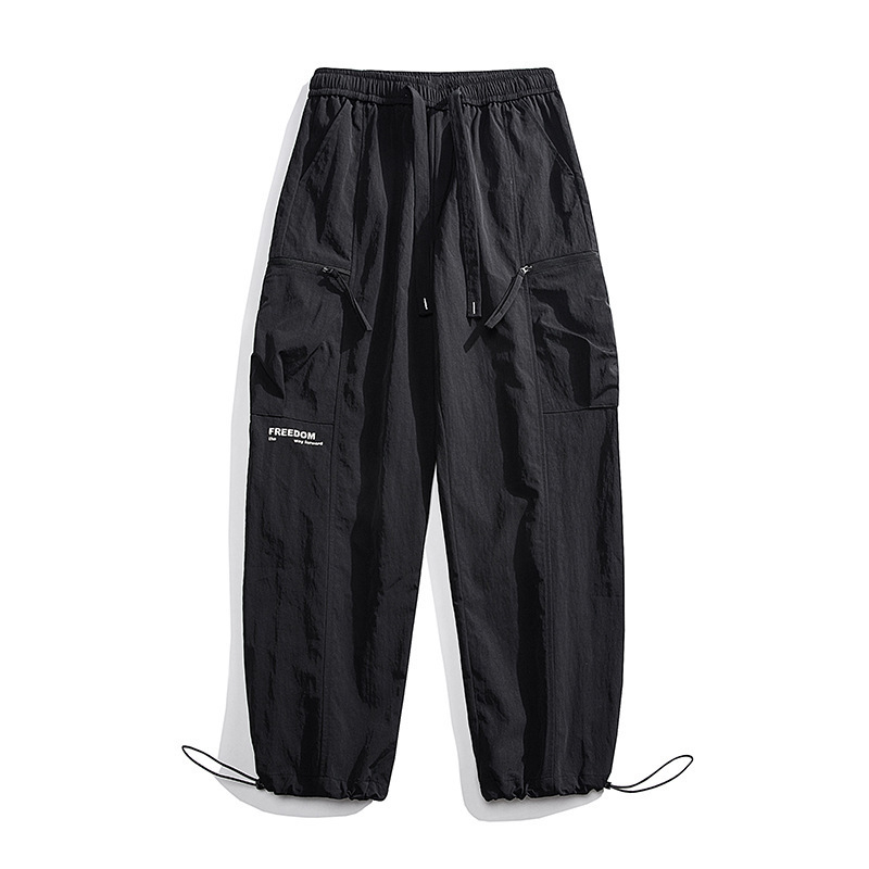 Parachute Cargo nadrág Férfi őszi új húzózsinóros széles szárú leggings Nadrágok High Street divatos márkás egyenes szárú nadrág