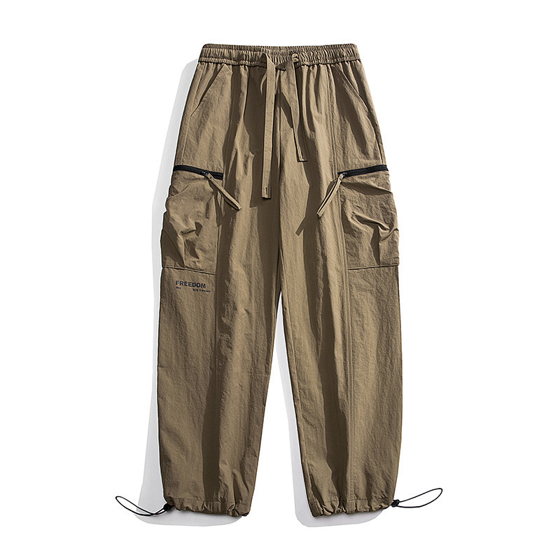 Parachute Cargo nadrág Férfi őszi új húzózsinóros széles szárú leggings Nadrágok High Street divatos márkás egyenes szárú nadrág