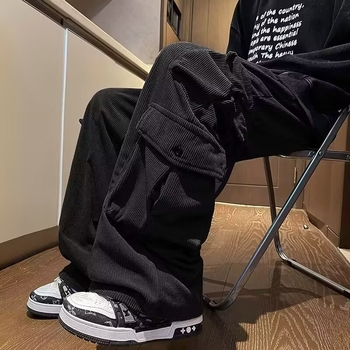 Amerikai retró, többzsebes férfi overall, új tavaszi és őszi divatmárka, niche laza kordbársony, bő szárú nadrág, nagykereskedelemben