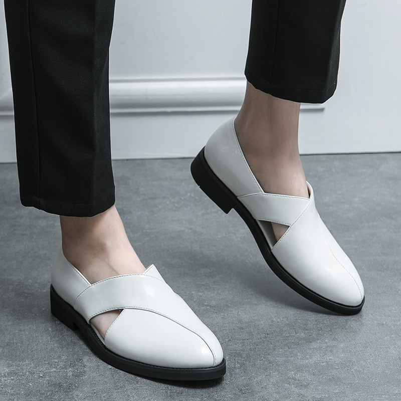 2025 m. pavasario ir rudens plius 47 dydžio tuščiaviduriai vyriški mokasinai, lakuotos odos, ryškios veido formos, laisvalaikio, kvėpuojančios, britiškos basutės.