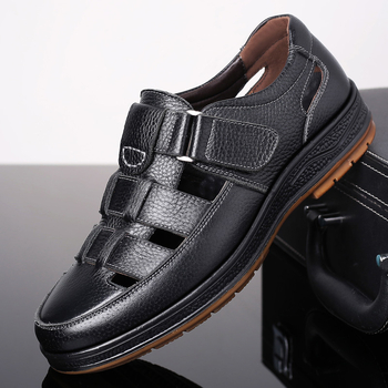 plus size határokon átnyúló lélegző bőrcipők férfi középkorú és idős nyári lyukas cipők csúszásmentes puha talpú üzleti alkalmi apacipők férfi cipők