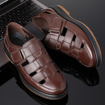 plus size határokon átnyúló lélegző bőrcipők férfi középkorú és idős nyári lyukas cipők csúszásmentes puha talpú üzleti alkalmi apacipők férfi cipők