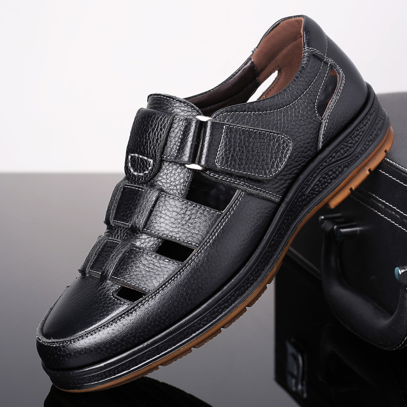 plus size határokon átnyúló lélegző bőrcipők férfi középkorú és idős nyári lyukas cipők csúszásmentes puha talpú üzleti alkalmi apacipők férfi cipők