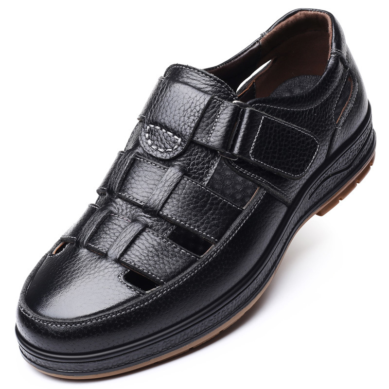 plus size határokon átnyúló lélegző bőrcipők férfi középkorú és idős nyári lyukas cipők csúszásmentes puha talpú üzleti alkalmi apacipők férfi cipők