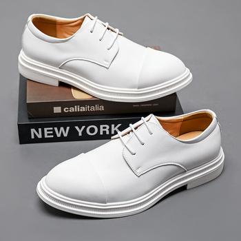 Férfi üzleti formális bőrcipők Divat Új alkalmi bőrcipők Divat Brit stílusú esküvői cipők Férfi fehér bőrcipők
