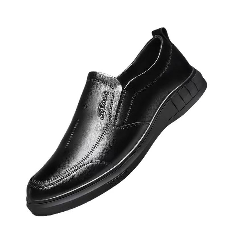 2025 Új, kész bőrcipő férfiaknak, mikroszálas bőr fekete üzleti hivatalos férfi cipők, alkalmi cipők középkorú és idős apáknak