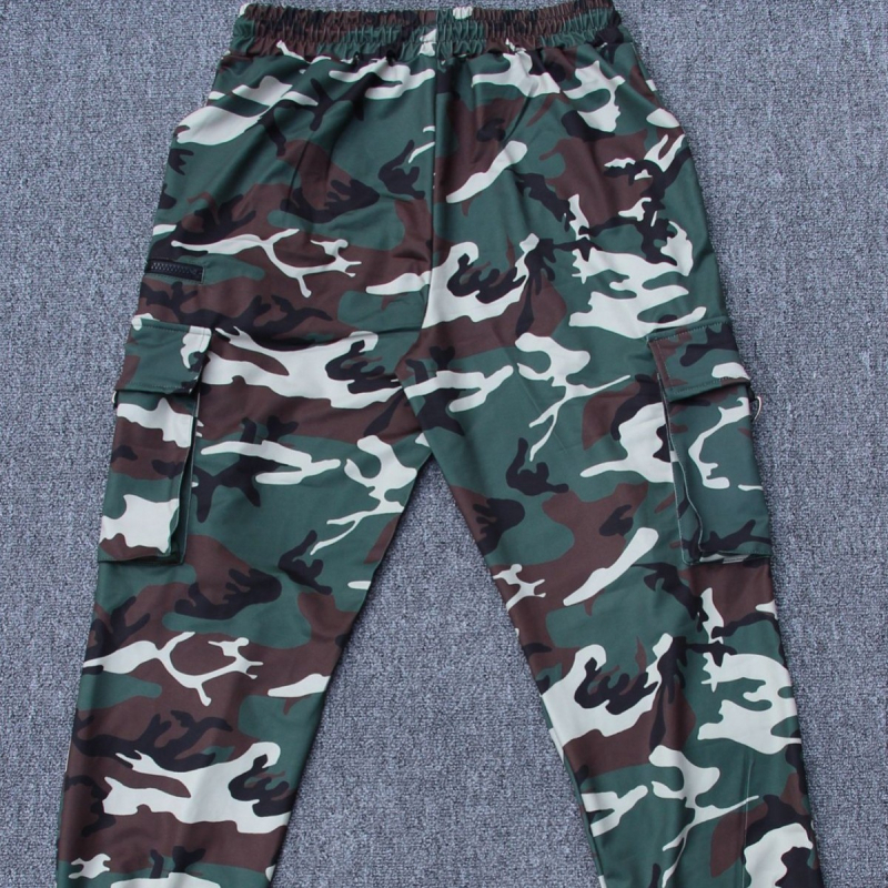Meeste vabaaja fitness-jooksu-treeningpüksid, Euroopa koodiga kamuflaaž, kamuflaaž, spordipüksid